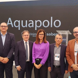 Márcio José, CEO do Aquapolo, Paulo Roberto de Oliveira, CEO GS Inima Brasil, Marta Verde, GS Inima Environment, José Rodrigues, Diretor da GS Inima Industrial, e Roberto Muniz, Diretor de Relações Institucionais e Sustentabilidade da GS Inima Brasil